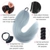 Kediciz Ponytail Extension Warp Around Pony Tail with Hair Tie 24inch Long Synthetic Yaki Straight Braiding Hair Ponytail DIY Braided for Women Girls Daily Party Cosplay,Slivey Grey