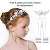 WILLBOND 2 Pieces Wedding Flower Crown Princess Wedding Headpiece Baptism Gift Communion Veil Crystal Tiara for Girls Wedding and Flower Girls