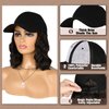 FORCUTEU Hat Wigs for Black Women Short Wave Black Baseball Cap Wig Synthetic Brown Wave Wig Hat Adjustable Black Baseball Cap Wig for Daily Party