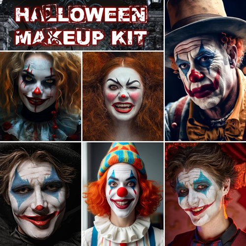 Clown Black White Red Face Paint,Professional 3 in1 Body Paint With 3 Brush Halloween Makeup Kit Face Paint Clown Cosplay Costume Joker SFX Zombie Face Painting White Makeup