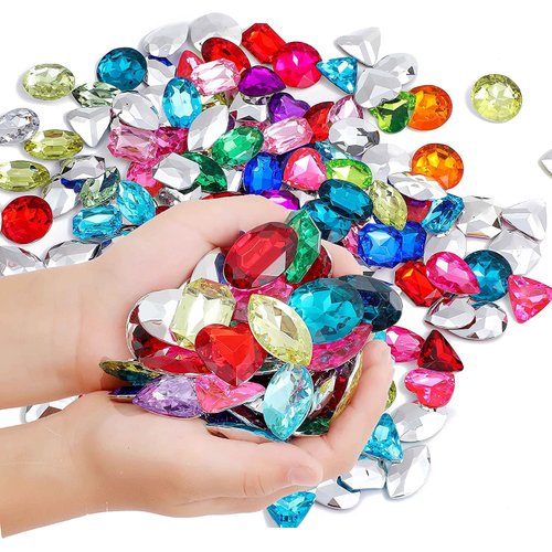 RICHNESS Pirate Treasure Jewels Jumbo Bling Diamonds Multi-Colored Treasure for Pirate Party Pack of 80pcs