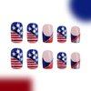 Rilafuvu 4th of July Press on Nails Short Fake Nails Square with USA Patriotic Design Glue on Nails American Stars and Stripes Glitter Acrylic Nails Fourth of July Nails for Women Girls 24Pcs