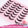Natural Lashes Wispy False 3D Mink Eyelashes Pack, 14 Pairs, Short Length, Fluffy Fox Eye Strip Lashes for Daily Makeup (3DMAO-12)