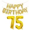 SHUNTAI 75 Balloon Numbers Gold Jumbo Number 57 Foil Mylar Balloons with Happy Birthday Letter Balloons Banner 75th Birthday Decorations for Men Women 75 Years Old Anniversary Party Events Supplies