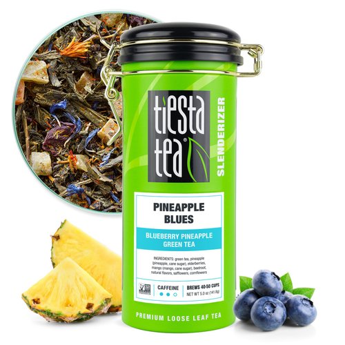 Tiesta Tea - Pineapple Blues, Blueberry Pineapple Green Tea, Loose Leaf, Up to 50 Cups, Make Hot or Iced, Medium Caffeine, 5 Ounce Refillable Tin