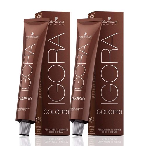 Igora Color 10 4-00 Medium Brown Natural Extra Permanent 10 Minute Hair Color Cream and M Hair Designs Tint Brush/Comb (Bundle 3 items)