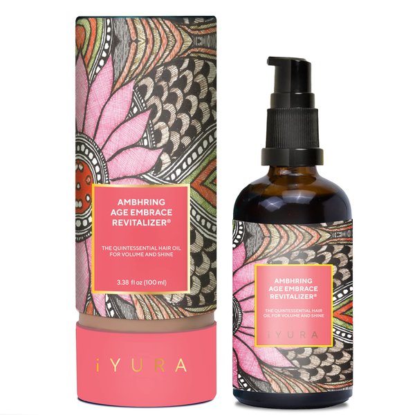 The Ayurveda Experience iYURA Ambhring Age Embrace Revitalizer and Hair Oil – Pro-age Hair Moisturizer for Bouncy, Shiny and Voluminous Hair – Ayurvedic Oil with Amla & Bhringraj – 3.4 fl oz
