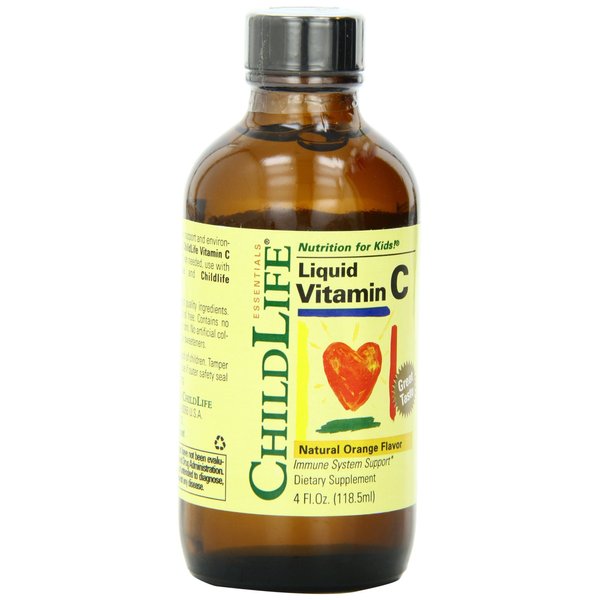Child Life Liquid Vitamin C, Orange Flavor, Glass Bottle, 4-Ounce (Pack of 2)