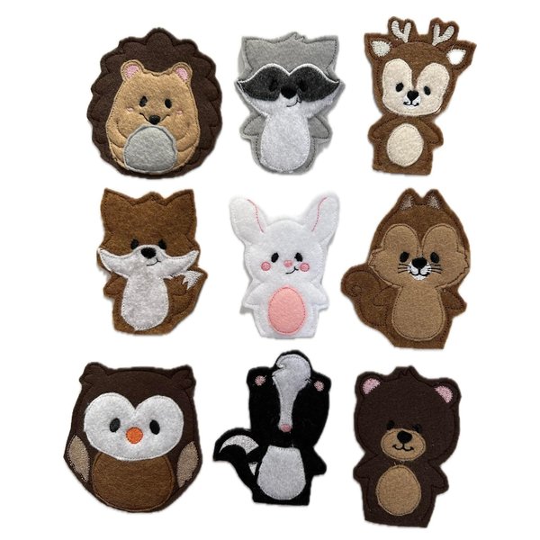 Felt Woodland Animal Finger Puppets, Interactive Children's Toy, Nursery Decor Gift, Set of Nine