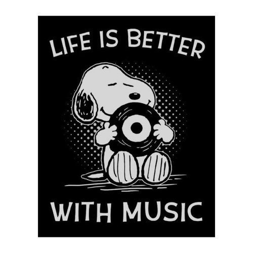 Life Is Better With Music - Snoopy Quotes Wall Art Print, Typographic Wall Decor For Music Room Decor, Studio Decor, Home Decor, Office Decor, Room Decor Aesthetic, Unframed Music Wall Print- 8x10”
