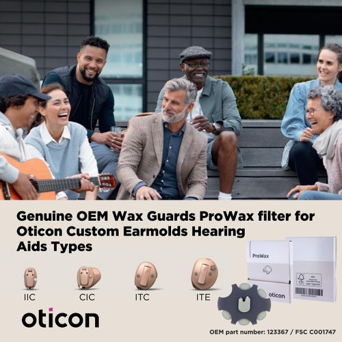 Oticon ProWax Filter Wax Guards, OEM Replacements for Custom Earmolds Oticon Hearing Aids Supplies, Genuine OEM Denmark Oticon Branded Custom Moulds Accessories (3 Packs/Total 18 Filters)
