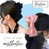 Bestiee 2-packs Hair Bow Claw Clips for Women Girls, 5.9 inch Elegant Bow Hair Ribbon Design for all types hair, Satin Bow Claw Clips | Strong Hold Durable, Women Gift Ideas | Black, Pink