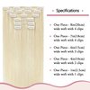 HUAYI Platinum Blonde Hair Extensions, Human Hair Clip in Extensions 70g 15Inch 7pcs Blonde 100% Real Human Hair Clip ins for Women #60