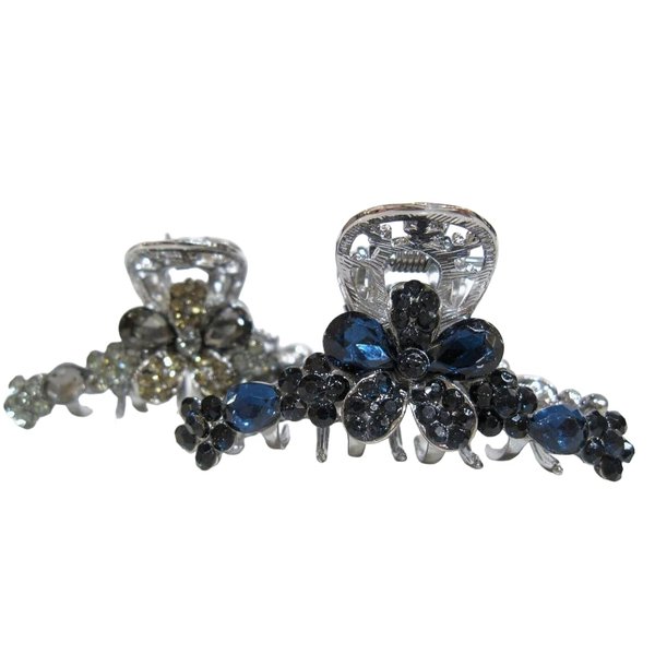 Medium silver metal butterfly crystal hair claw clip bridal clip medium/fine (Primary color: Gray)