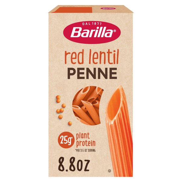 Barilla Red Lentil Penne Pasta, 8.8 oz - Vegan, Gluten Free, Non GMO & Kosher - Made with Plant Based Protein