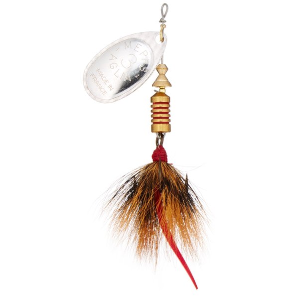 Mepps Aglia Dressed Treble Fishing Lure, 1/4-Ounce, Silver/Brown Tail (B3ST S-BR)