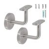 Top Hardware Steel Wall Mount Staircase Handrail Brackets w Base Flange Cover for Flat Surface Square Rectangle Top Rail Tube, Satin Finish, 2 Pack, HDR BRK ELBW FLT 2P, For Square Railing
