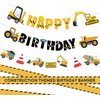 3 Packs Construction Happy Birthday Banner and Vehicle Truck Garland, Construction Party Supplies Decoration Set for Birthday Party, Baby Show