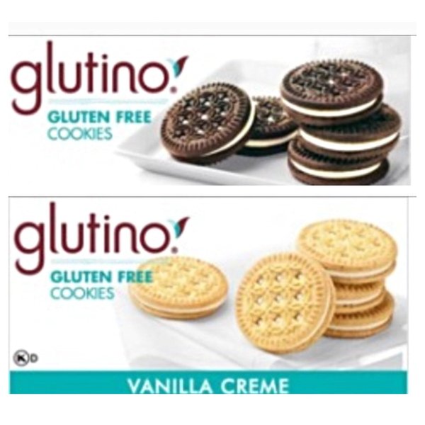Glutino Cookie Bundle - 1 Pack of Vanilla Cream and 1 Pack of Chocolate Vanila Cream