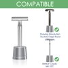 Linkidea 2 Pack Safety Razor Stand, Men's Aluminum Alloy Shaving Razor Base Holder, Manual Razor Holder for Bathroom Countertops (Silver Grey)