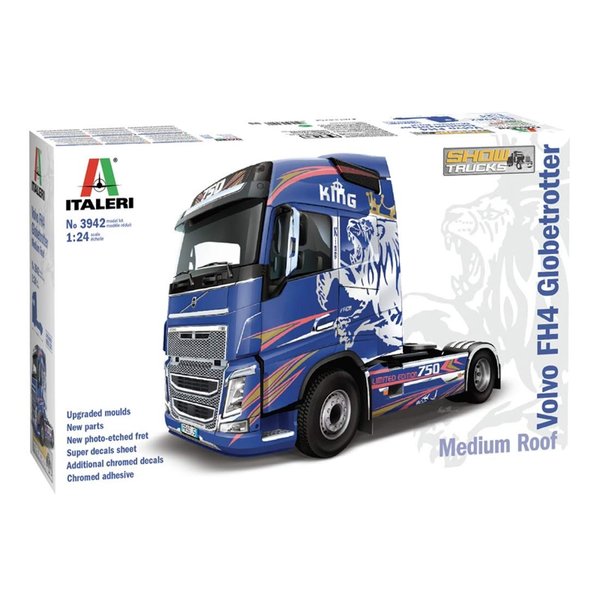 Italeri 3942S 1:24 Volvo FH4 Globetrotter/Medium Roof, Faithful Replica, Model Making, Crafts, Hobby, Gluing, Plastic Construction Kit, Assembly