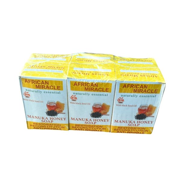 african miracle manuka honey with black seed oil face & body soap 200g 6packs
