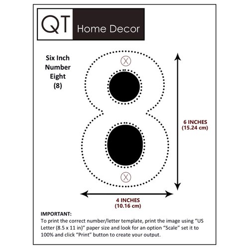 QT Modern House Number - 6 Inch - Brushed Stainless Steel (Number 8 Eight), Floating Appearance, Easy to install and made of solid 304