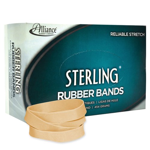 Alliance Rubber 24945 Sterling Rubber Bands Size #94, 1 lb Box Contains Approx. 140 Bands (3 1/2" x 3/4", Natural Crepe),Beige