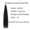 Brazilian Curly Braids Crochet Twist Hair 30inches 3Packs Afro Kinky Curly Braiding Hair Extensions Deep Curly Crochet Hair Synthetic Water Wave Braid Hair(30Inch,1B)