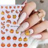 8 Sheets Fall Nail Art Stickers 3D Autumn Thanksgiving Nail Decals Turkey Pumpkins Squirrel Thanksgiving Nail Design Supplies Self-Adhesive Gold Maple Leaf Nail Stickers for Women DIY Holiday Manicure