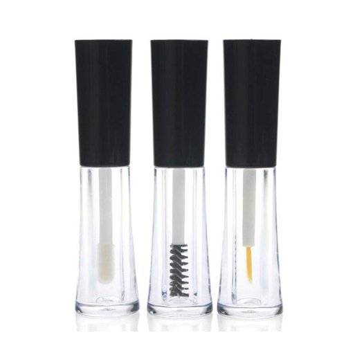3PCS 2ml Clear Empty Mini Lip Gloss/Eyeliner Liquid/Mascara Tube Set with Black Cap DIY Makeup Cosmetic Lip Balm Container Lipstick Vial Bottles for Lipgloss Eyelashes Growth Oil Sample Packing