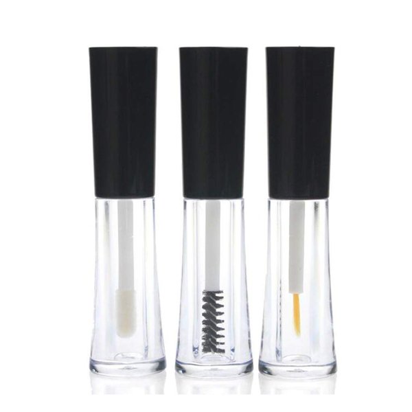 3PCS 2ml Clear Empty Mini Lip Gloss/Eyeliner Liquid/Mascara Tube Set with Black Cap DIY Makeup Cosmetic Lip Balm Container Lipstick Vial Bottles for Lipgloss Eyelashes Growth Oil Sample Packing