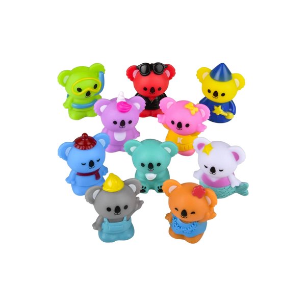 Ten (10) 2" Rubber Bath Toys Animals with Costumes (Koalas in Costume)
