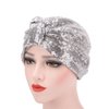 DECOU female Sparkly Sequin Twist Pleated Hair Wrap Stretch Turban S232 (Silver)