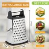Spring Chef Professional Cheese Grater - Stainless Steel, XL Size, 4 Sides - Perfect Box Grater for Parmesan Cheese, Vegetables, Ginger - Dishwasher Safe - Black