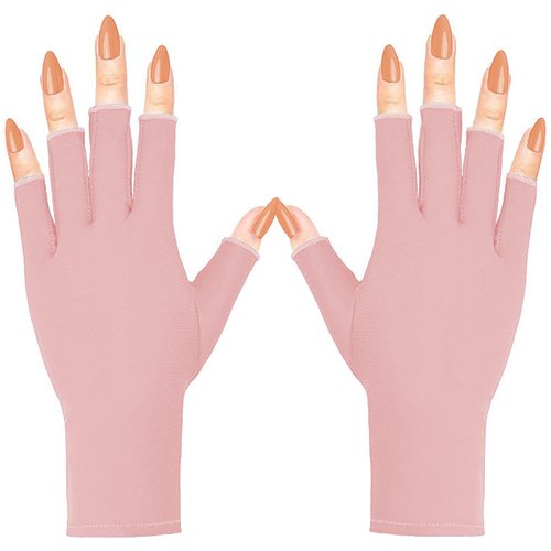 COOSLIM Anti UV Gloves for Gel Nail Lamp, UPF50+ Protection Gloves for Manicures, UV Sun Protection Gloves for Women-Pink