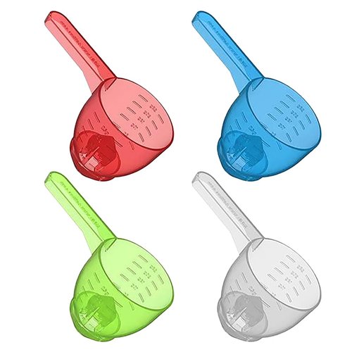 Funnel Measuring Spoons, Spill Proof Kitchen Tools, Reusable ABS Plastic, 4 Piece Set, Multi Purpose Powder Scoop with Built-in Funnel Design
