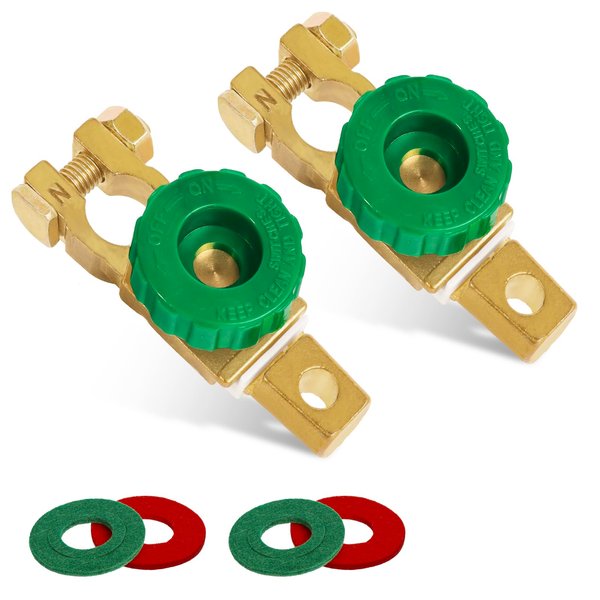 Top Post Battery Disconnect Switch 12V 2 Pcs, Battery Disconnect Switch Zinc Alloy, 125A Car Battery Disconnect Switch with Anti-Corrosion Pad for Cars Trucks Ships by XIOGZAXI