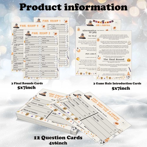 Halloween Friendly Feud Game, Family Feud Quiz, Feud Trivia Quiz Baby Shower Game for Family Activity (12 Question Cards & 3 Final Round Cards) Halloween Party Games Decorations Supplies-SG1