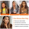 Dixtefo FB30 Ombre V Part Wig Human Hair No Leave Out Upgrade Straight U Part Wig Highlight Blonde No Glue Brazilian Virgin Straight Human Hair Wigs for Women Colored Brown 180% Density 16 Inch