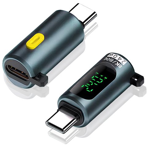 Poyiccot USB Type C Extension Adapter 80Gbps, 240W USB C Extender to Switch LED Digital Dispaly, 8K@60Hz USB C Extension Adapter for iPhone,Thunderbolt 5/4, MacBook, 2Pack in Grey