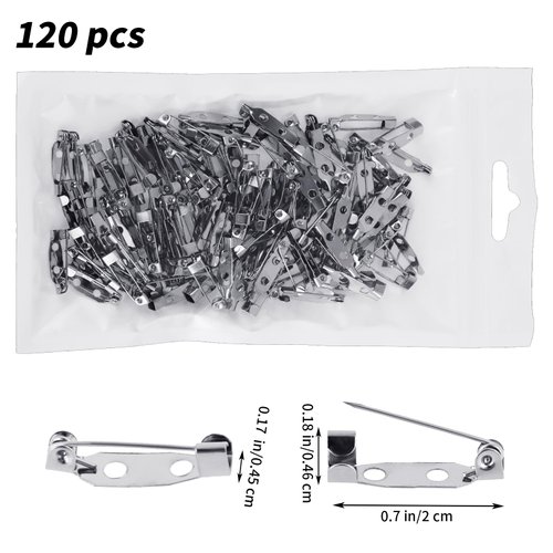 Teaaha 120PCS Pins Backs Safety Clasp, Locking Pins Backs Silver Brooch Clasp Pins, Bar Jewelry Pins, Safety Catch Brooch Badge Bar Pins for Crafts DIY Jewelry Bar Pin Backs (25mm)