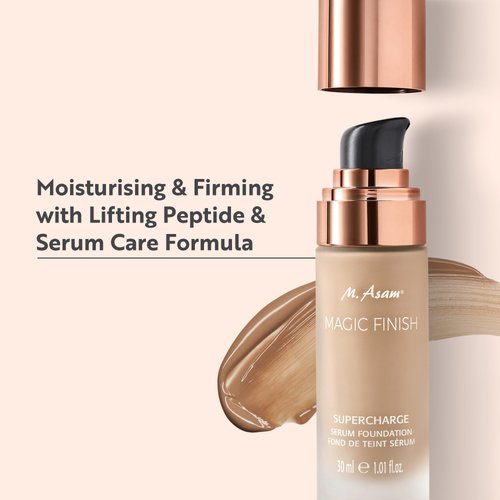 M. Asam MAGIC FINISH Supercharge Serum Foundation True Beige (1.01 Fl Oz) - Moisturizing Make Up & Firming Face Serum In One, Anti-aging CC Cream With Optimal Coverage & Hyaluronic Acid