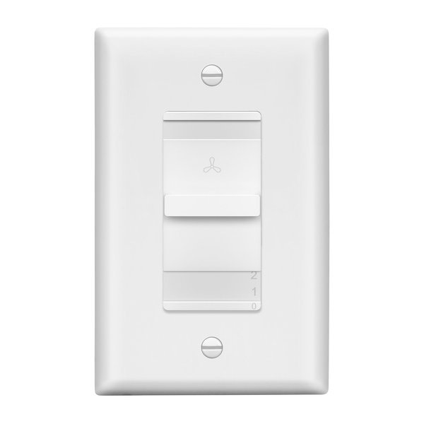 LIDER 3-Speed Fan Switch, Slider Switch for Fan, Ceiling Fan Control Switch, 120V, 2.5A Motor, Single Pole, Modern Upgrade, UL Listed, Wall Plate Included, White