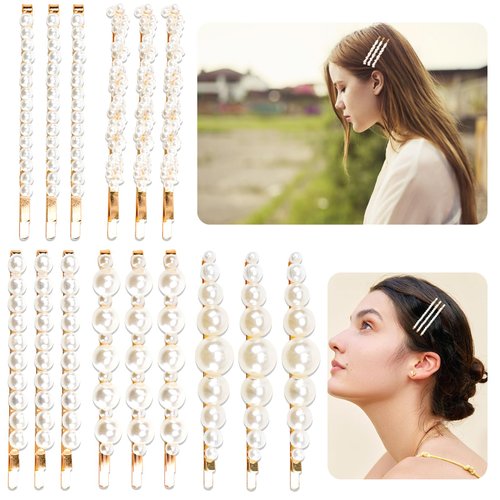 15PCS Pearl Hair Clips Wedding Hair Accessories French Pearl Hair Pins Vintage Pearl Bobby Pins for Bridal, Women, Girls