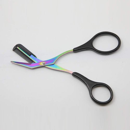 Black Eyebrow Comb Scissors,Titanium Grooming Trimmer Makeup Tools Stainless Steel Eyelash Hair Clips Shaping Razor Hair Scissors Trimmer Eyebrow Grooming Scissors Tools and Accessories