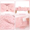 YISSION 4PCS Spa Headband with Bow No Slip Head Band for Face Wash Makeup Skincare Facial Headband Elastic Hair Band Microfiber Headbands for Women Girls (Pink)