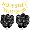 SUNBEAUTY 30th Birthday Decorations for Him Or Her LED Gold Birthday Party Decor Sign Abusive Balloons Funny Banner 30th Bday Party Supplies Holy Shit You're 30 Birthday Banner Party Decoration