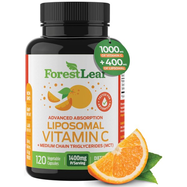 ForestLeaf Liposomal Vitamin C 1000mg Capsules - High Absorption Fat Soluble Vit C, Immune Booster with MCT Oil and Sunflower Lecithin, Powerful Antioxidant vitamin c Supplement, 120 Vegan Pills