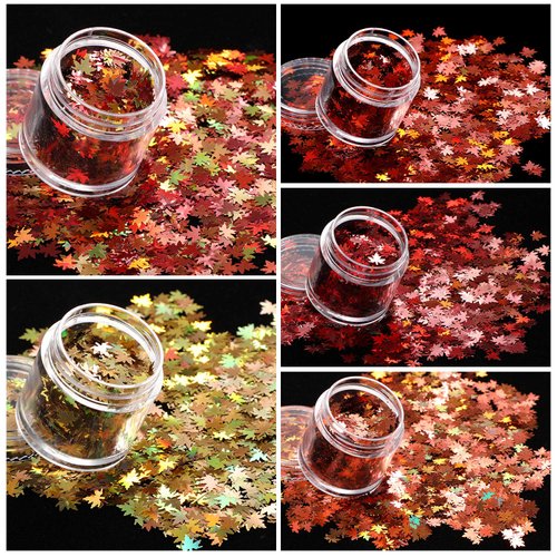 Maitys 10 Boxes Fall Nail Glitter Stickers Autumn Nail Leaves Thanksgiving Maple Leaf Nail Sequins Decor Halloween Christmas Holographic Nail Design Sequins Decals for Women DIY Nail Decoration